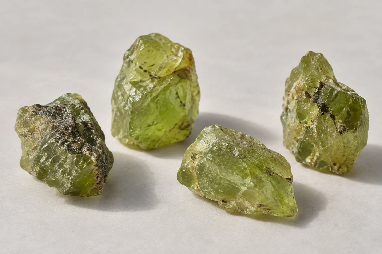 Yellow-green rough peridot stones — illustrative image